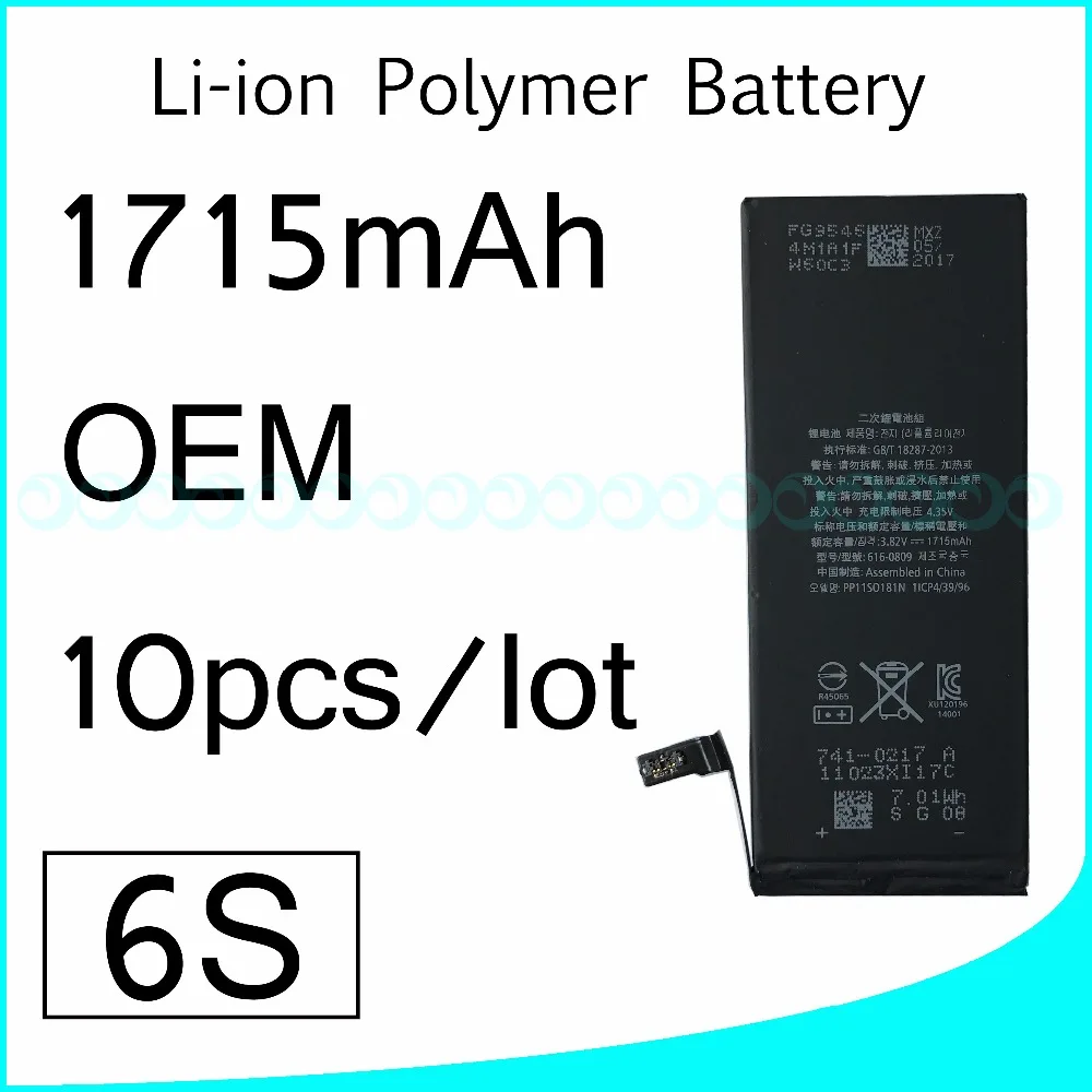 imágenes para 10 unids/lote venta Caliente OEM 0 ciclo cero Completa Capacidad de La Batería para el iphone 6 S 1715 mAh 3.82 V Reemplazo Piezas de reparación imágenes para 10 unids/lote venta Caliente OEM 0 ciclo cero Completa Capacidad de La Batería para el iphone 6 S 1715 mAh 3.82 V Reemplazo Piezas de reparación