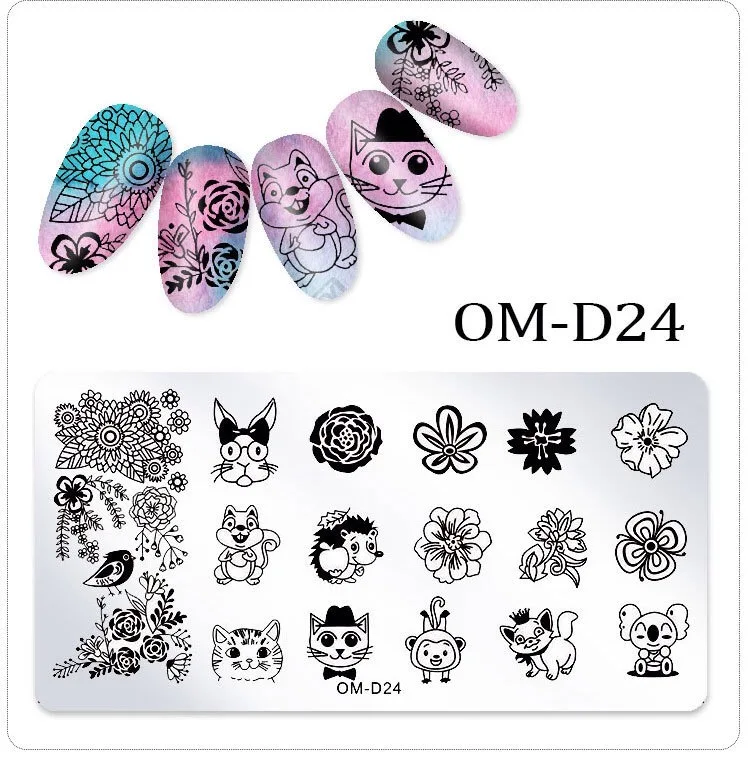 Лидер продаж 1 предмет искусства ногтя штамповка плиты узор DIY милые животные геометрический Маникюр изображения Шаблон фестиваль