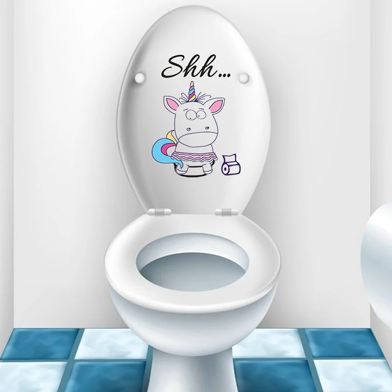 Творческий мультфильм единорог Туалет стикеры s водостойкие стены дома ванная комната WC украшения наклейки Diy Забавные виниловая настенная живопись