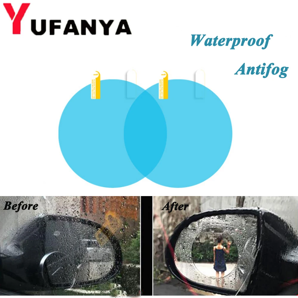 

2Pcs Car Rearview Mirror Stickers Dia 10cm Waterproof Anti-fog Anti Scratch Film Sticker Replacement car Accessories