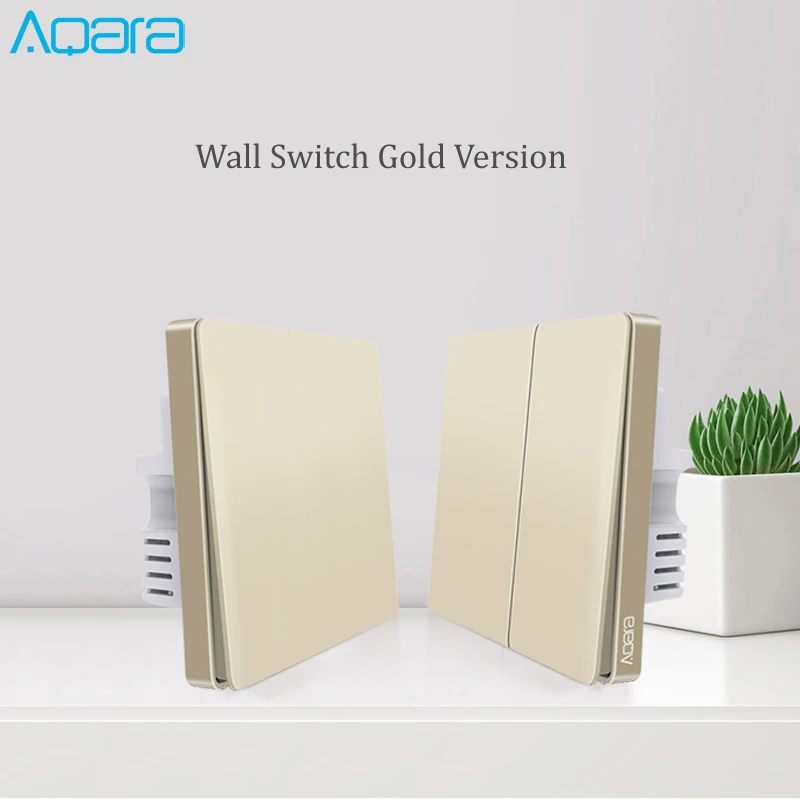 Обновленная версия настенный выключатель Xiaomi Aqara Золотой Смарт ZigBee Zero Line Fire Wire Light