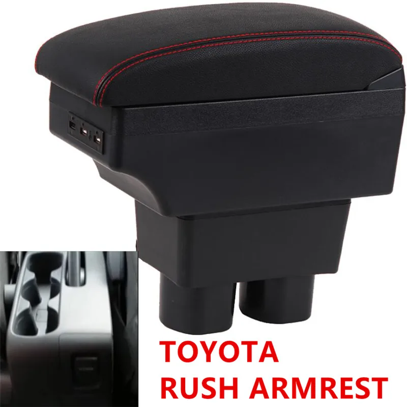 Для TOYOTA RUSH подлокотник Подлокотник коробка зарядка через usb повысить двухслойный центральный магазин содержание Подстаканник Пепельница аксессуары