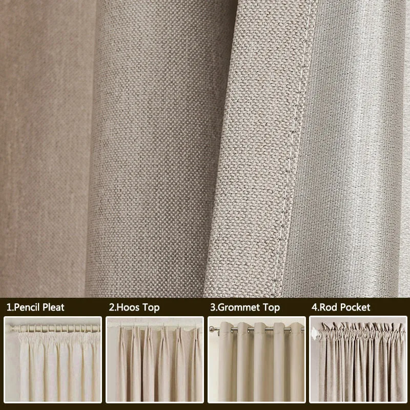 SIFAN 75%-85% Shading Faux Linen Blackout Curtain for Living Room Bedroom Modern Style Solid Color Window Curtain 6