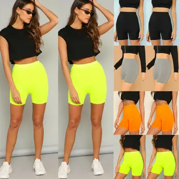 

New Women Ladies Fashion Casual Summer Fitness Bike Shorts Soft Solid High Waist Stretch Workout Shorts