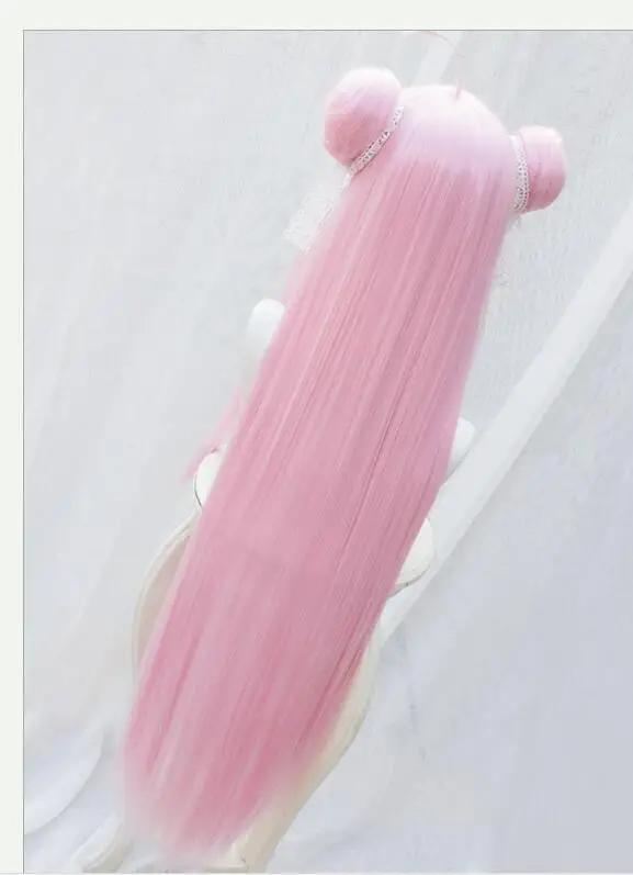Аниме Happy Sugar Life Satou Matsuzaka Косплей парики 100 см длинные прямые синтетические волосы+ булочки+ парик шапка