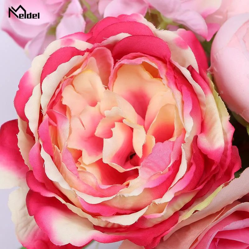 wedding bouquet roses peony artificial flowers  (49)