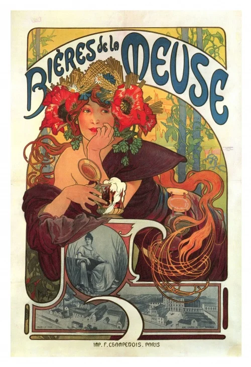 Ретро рекламные плакаты Biere de le Muse Paris Ads классические настенные наклейки холст