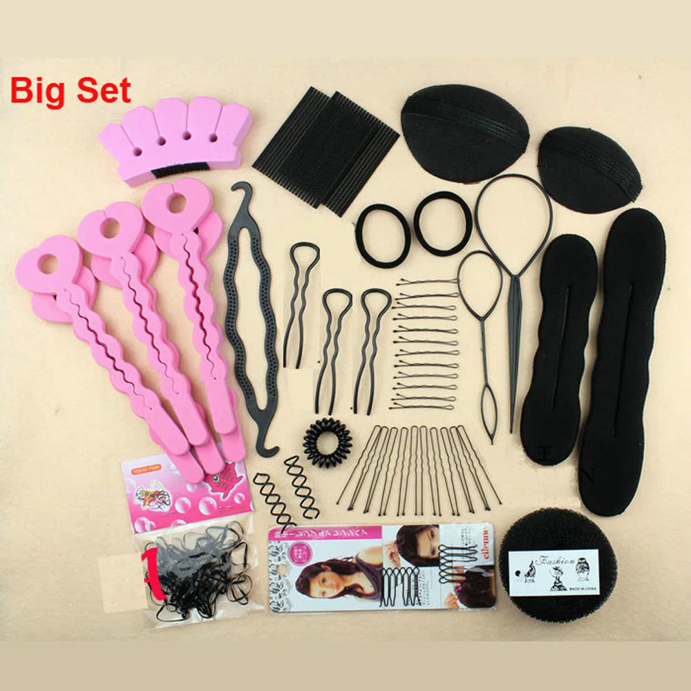 Free Shipping Hair Styling Accessories Kit Bun Maker Roller Braid Twist Hair Styler Tools Kit on