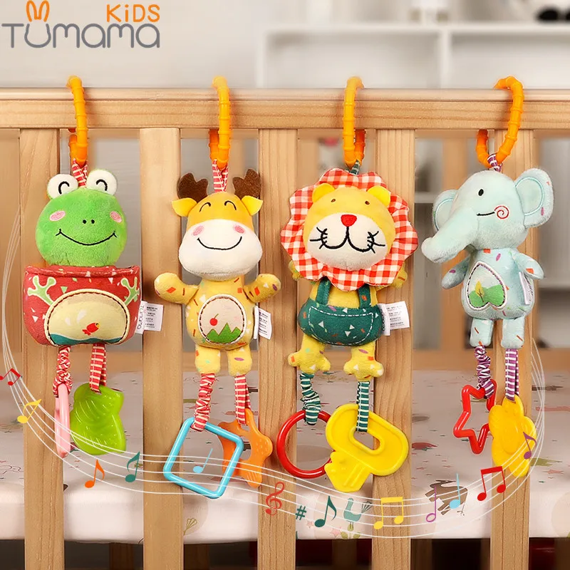 

Tumama 4pcs Baby Plush Rattles Cartoon Animal Hanging Mobile Bed Bell Infant Toddlers Crib Stroller Hanging Toys For Kids Toy