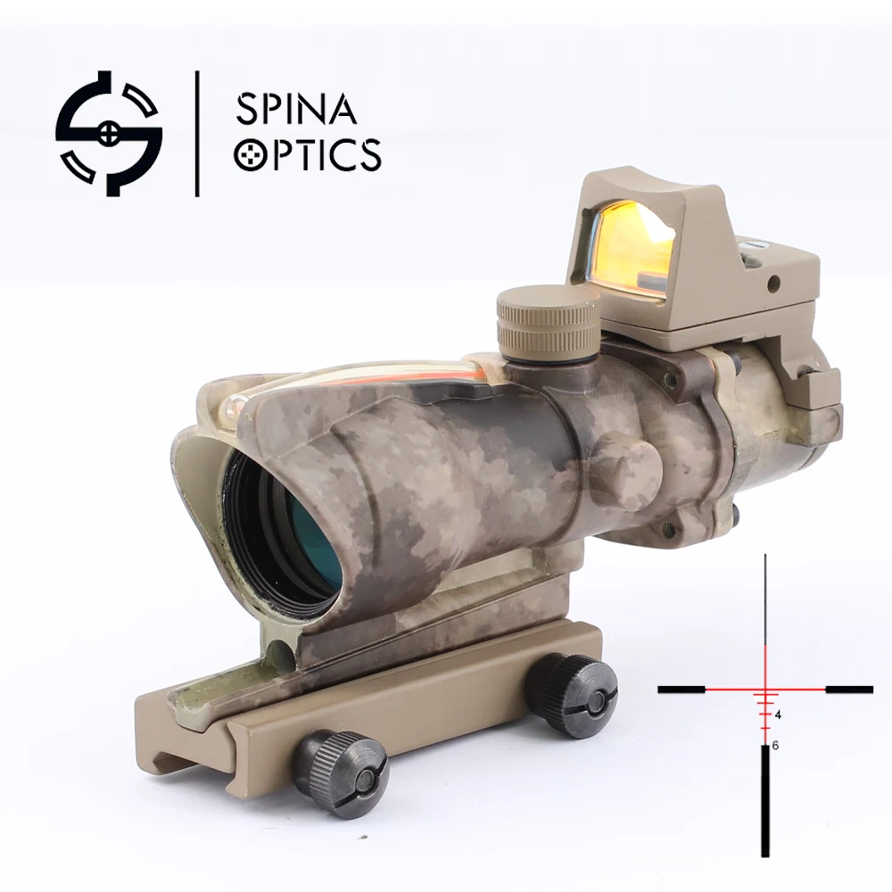

SPINA OPTICS Hunting Riflescope ACOG 4x32 Red Fiber Illuminated RMR Red Dot Sight Rifle Scope for Outdoor Hunting Sports