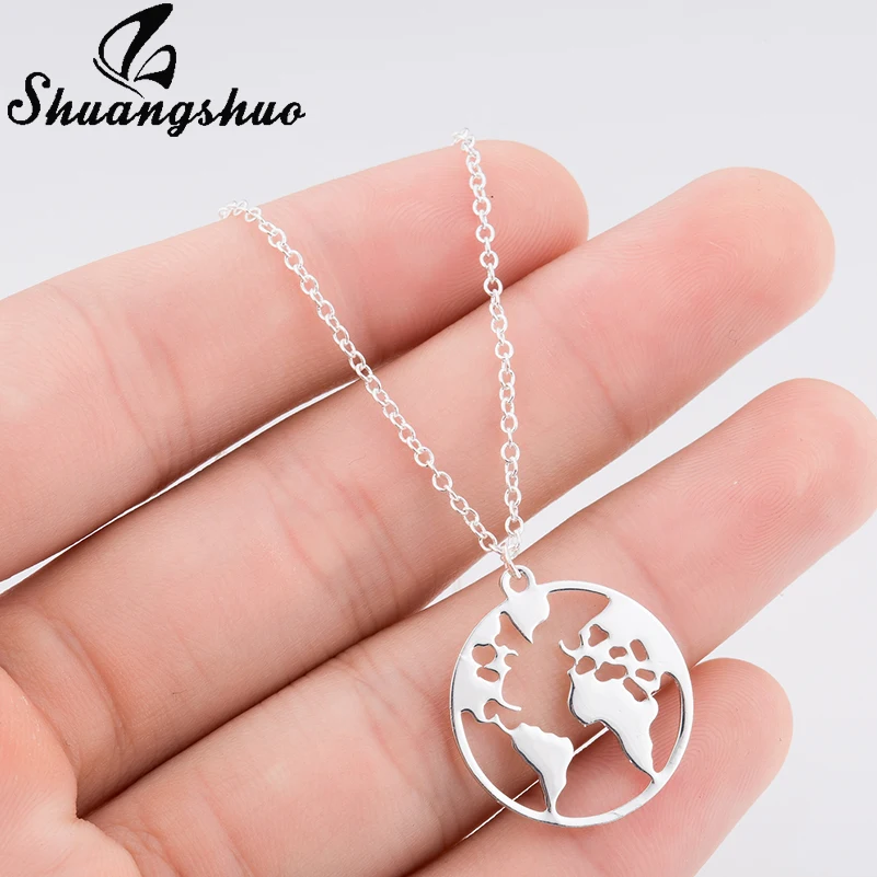 Shuangshuo, винтажное, оригами, Карта мира, ожерелье, женское, геометрическое ожерелье, круглое ожерелье, круговое ожерелье, s& подвески, колье, ювелирное изделие