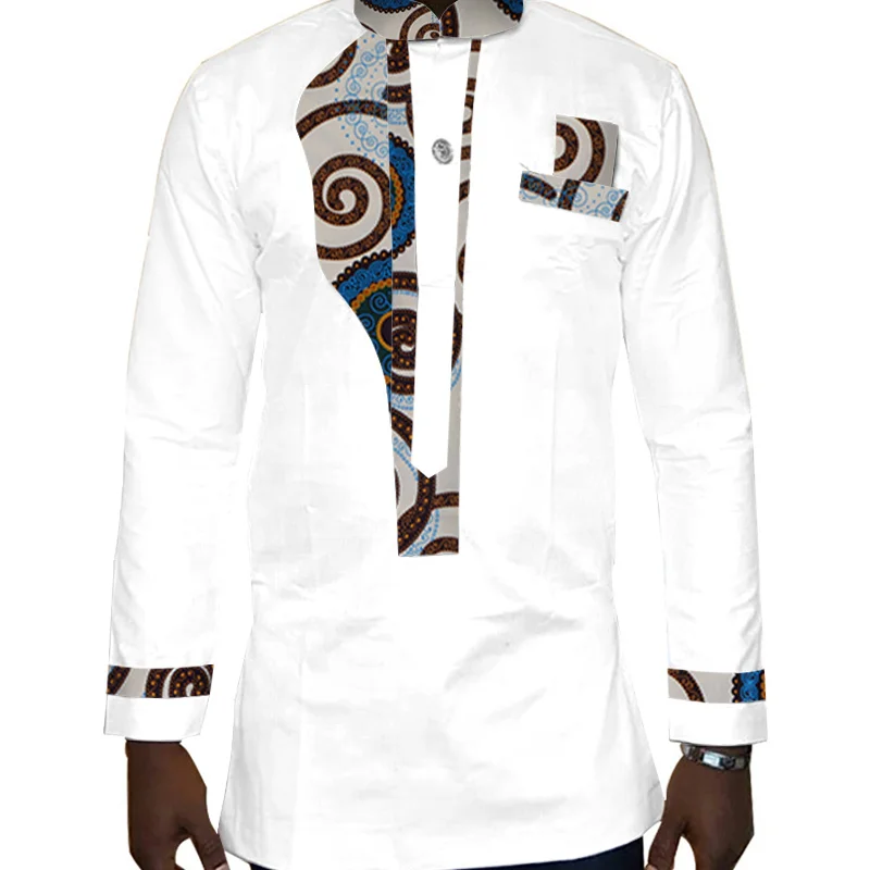 Мужская рубашка 2018 Новая африканская мужская одежда с длинным рукавом Dashiki для мужчин Slim Fit брендовая одежда 6XL африканская Печать Рубашки