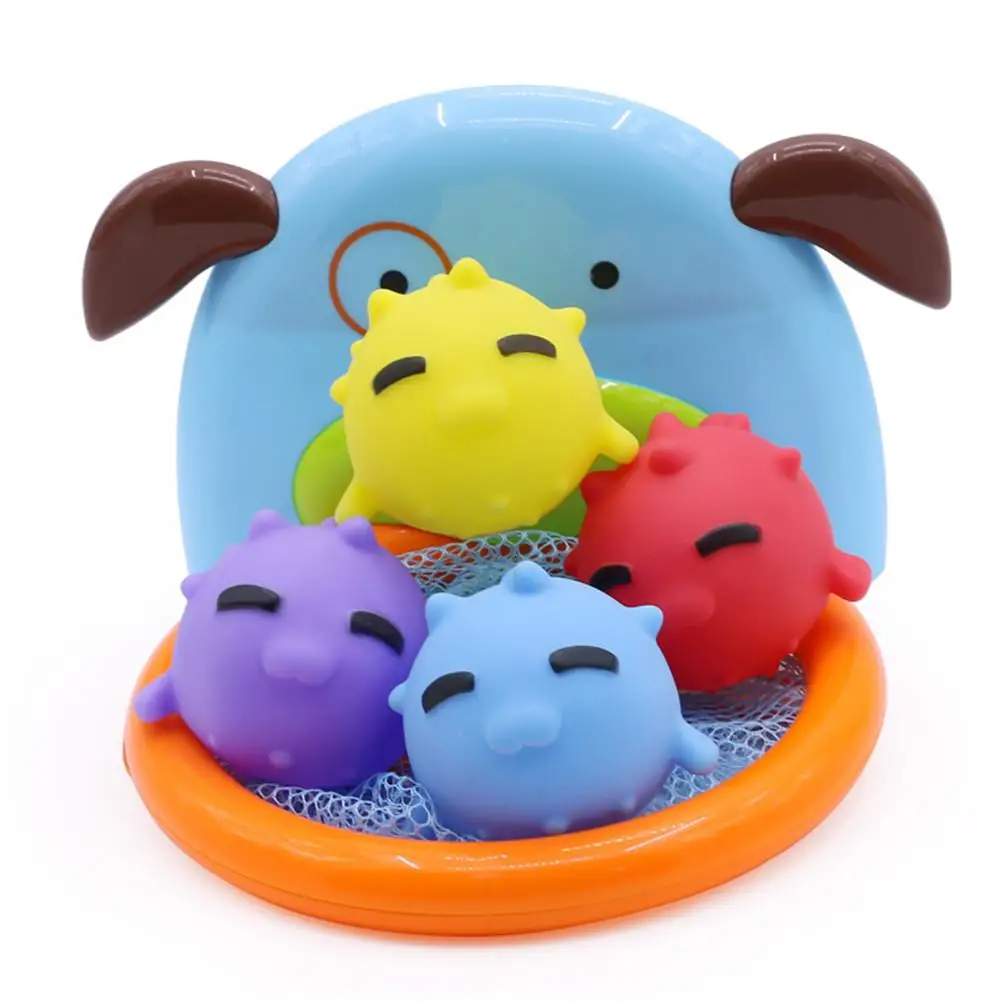 

Silicone Fish Children Baby Bath Toy Dabbling Shooting Water Play Toy Ocean Ball Basketball Game Water Playing Toys For Kids