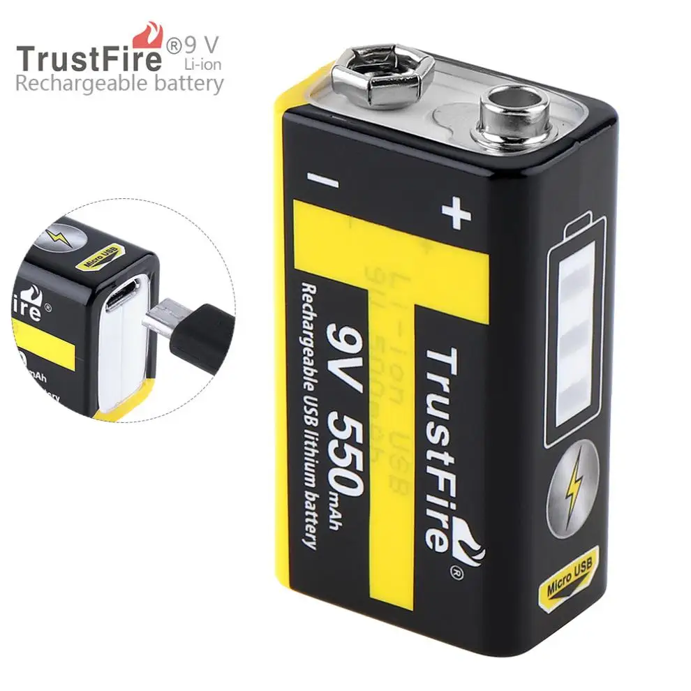 TrustFire 550mAh Rechargeable Battery Lithium 9V with Safety Relief