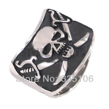 

Free Shipping! Caribbean Captain Pirate Skull Ring Stainless Steel Jewelry Classic Motor Biker Men Ring SWR0121