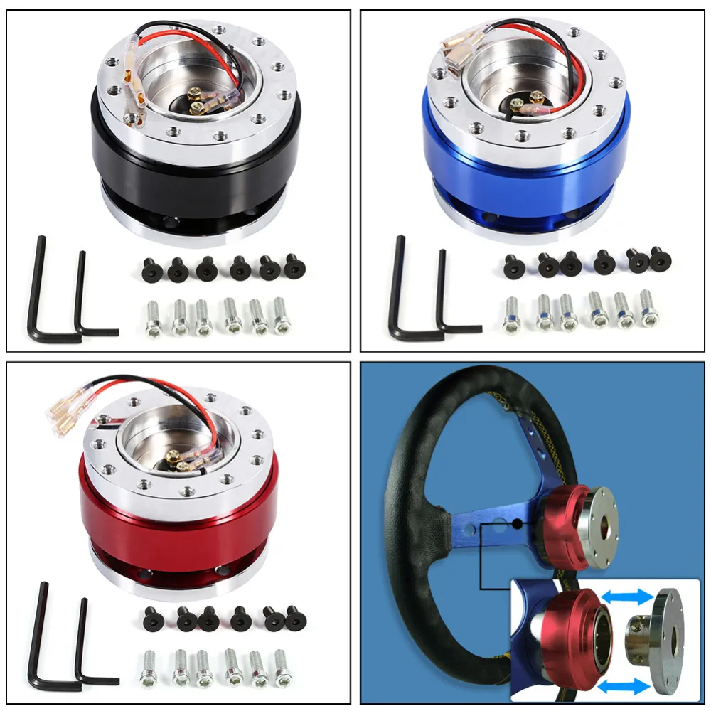 

6 Hole Bolt Ball Racing Steering Wheel Quick Release Hub Volante Adapter Removable Snap Off Boss Kit Universal