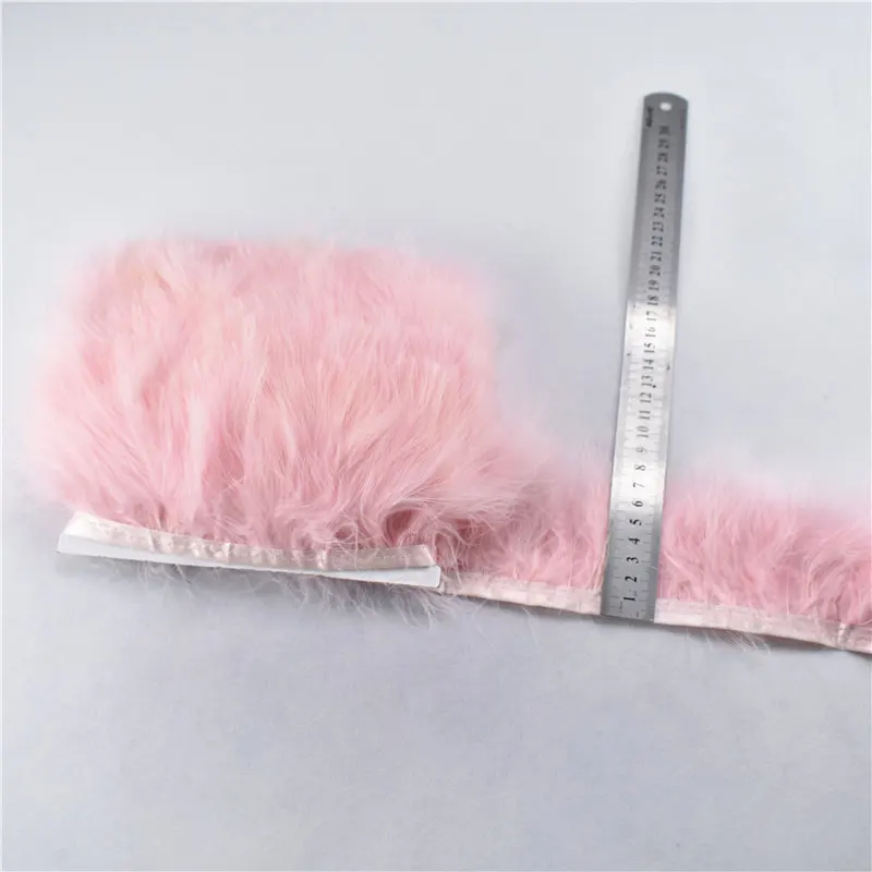 

Fluffy Beautiful Pink feather ribbon stripe height Turkish feathers for craft DIY skirt dress graft wedding party decoration