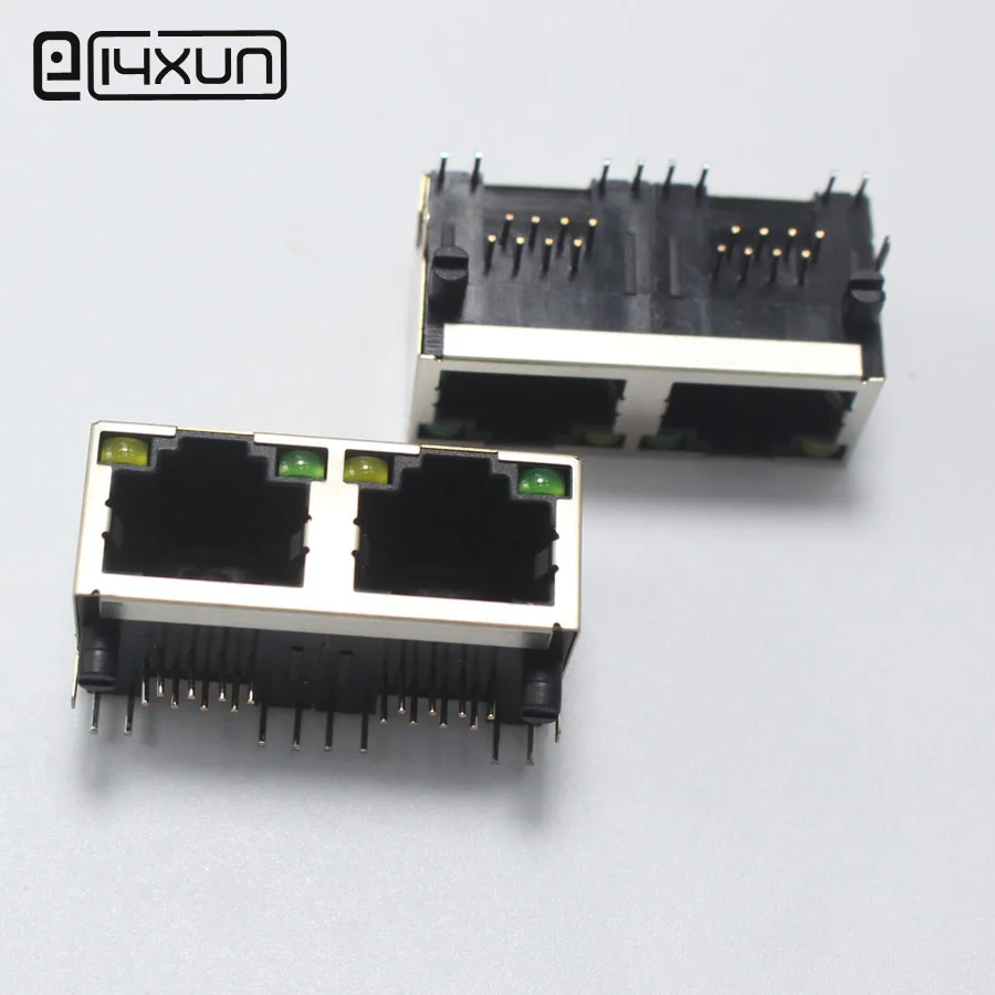 1pcs RJ45 1*2 with Light Network Interface jack 56 Dual Port 8P8C