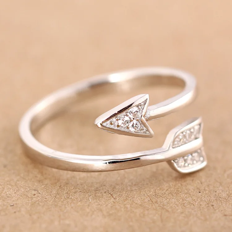 

KNOCK high quality New Arrival Fashion Silver Plated Arrow crystal for women Adjustable Engagement ring arrow women jewelry