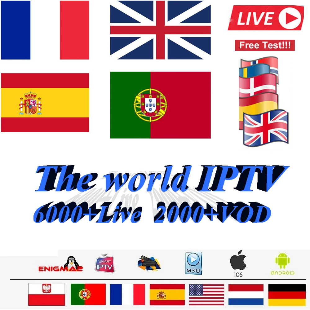 

Europe IPTV Subscription french arabic Portugal spanish Germany sports iptv code for Android Box Enigma2 m3u Smart TV PC