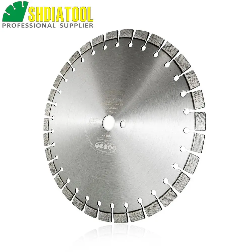 SHDIATOOL 1pc Dia 12inch/304mm Laser Welded Arrayed Diamond Blade Cutting Disc Saw Blade Diamond Wheel Reinforced Concrete
