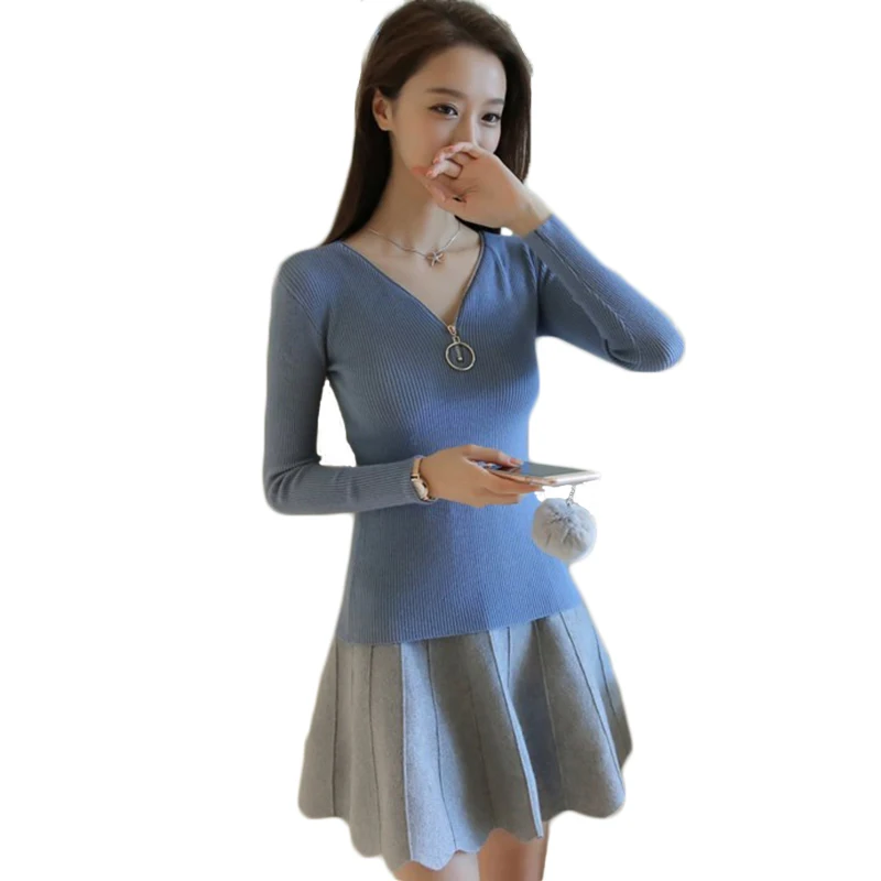 Women Fashion Sweater 2018 Autumn Black Pink Tops Women Zipper V-neck Knit Pullovers High elasticity Slim Female Brand Clothing Women Fashion Sweater 2018 Autumn Black Pink Tops Women Zipper V-neck Knit Pullovers High elasticity Slim Female Brand Clothing