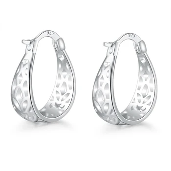 

Hot Sale New Classical Vintage Hollow Out Oval Design 925 Sterling Silver Earring Hoop For Women Girls Anniversary Gift