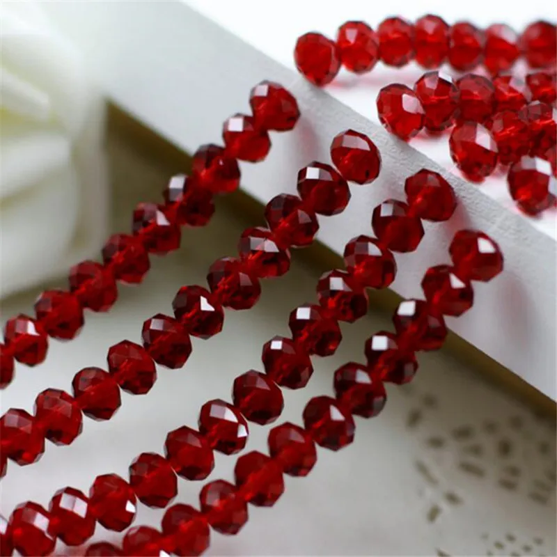 

Loose 3mm-8mm Garnet Red Color Faceted Rondelle Glass Crystal Beads DIY Hand Craft For Clothing&Garment Art Decoration