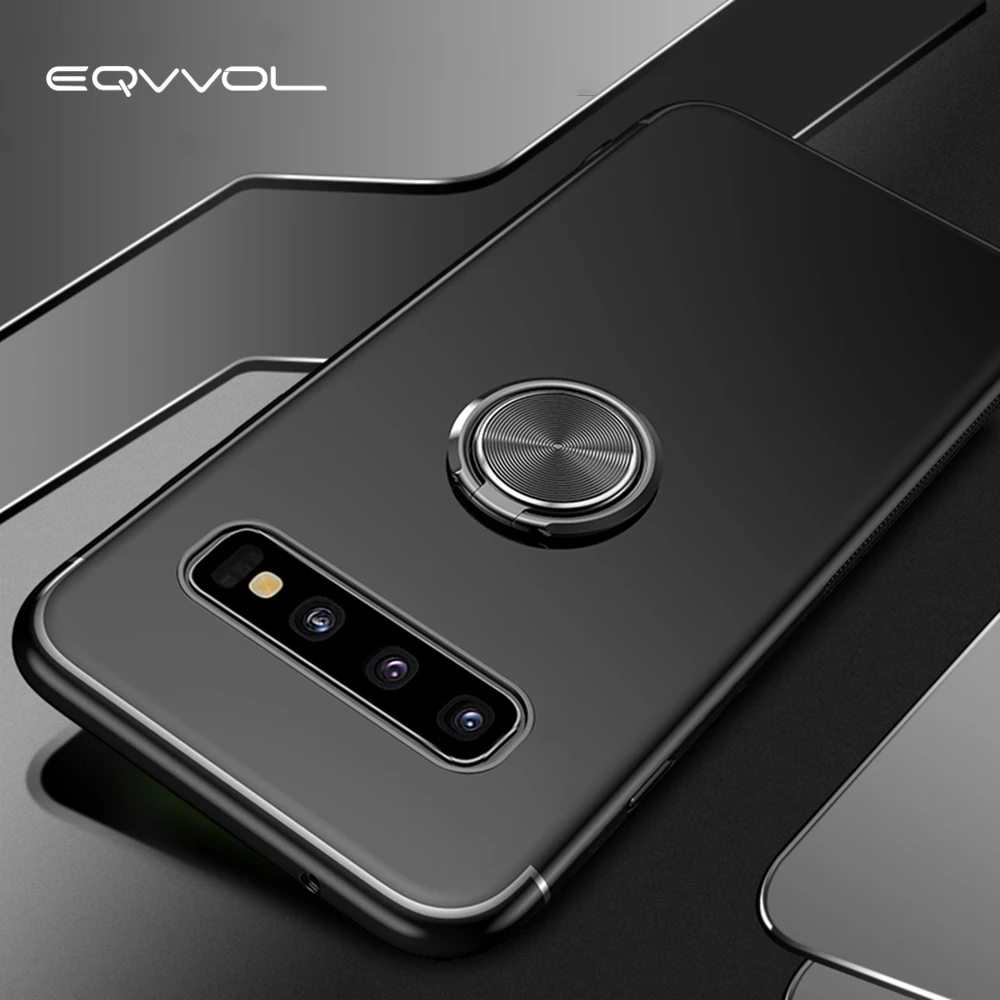 Eqvvol подставка с магнитным кольцом чехол для samsung Galaxy S9 S10 PLus S10e полный TPU Мягкий
