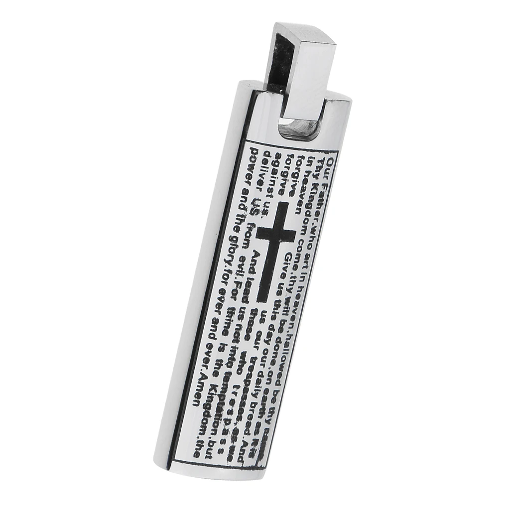 Stainless Steel Dog Cat Paw Cross Memorial Pet Ashes Keepsake Urn Charm Pendant 