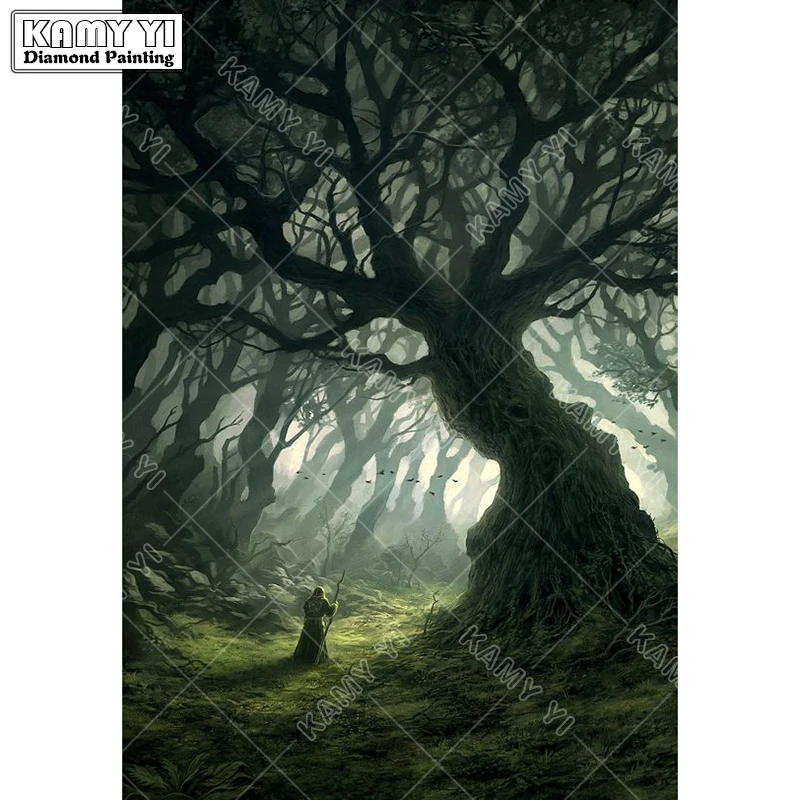 

5D Diy diamond painting cross stitch "Lonely Man Big Tree" Full Round Diamond embroidery Needlework Rhinestone Mosaic Crafts SY