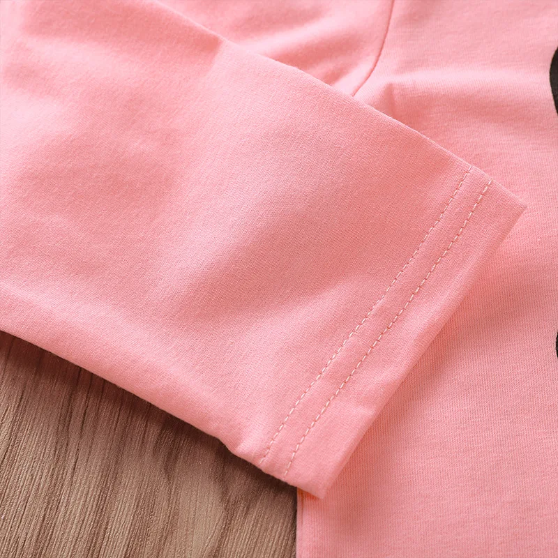 2019 одежда в виде динозавра, штаны с буквенным принтом, розовая Милая рубашка с длинными рукавами и штаны для девочек, комплект из двух