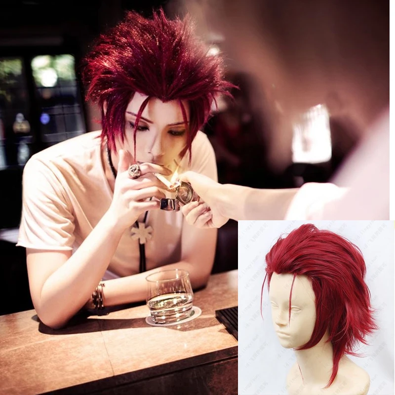 

K SUOH MIKOTO Short Dark Red Cosplay Wig +Free Wig Cap