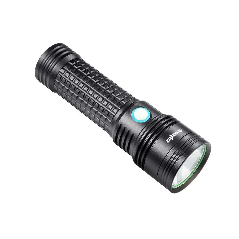 

Skywolfeye USB Torch LED Rechargeable 18650 Light Waterproof Mini Flashlight With Warning Red Light Power Reminder Work Lamp