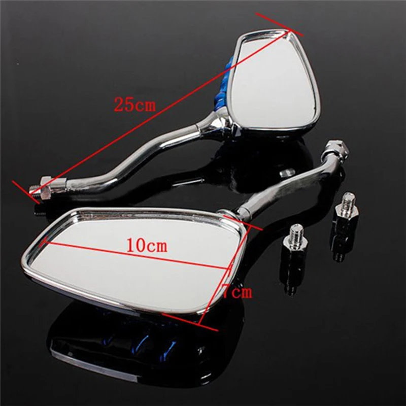 Nordson Motorcycle Blue Skull Side Mirrors For Yamaha Honda V Star 250 650 950 1100 1300 Virago VMax Suzuki Kawasaki Custom