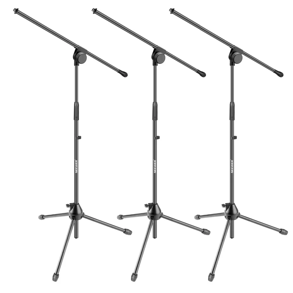 

Neewer 3 Pieces Tripod Boom Floor Microphone Stands for Stage or Studio Use- Aluminum Alloy Foldable and Rotatable Adjustable