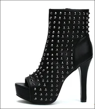 Heißer 2016 neue Stil modeplattform sexy peep toes punk frauen high heels schuhe niet pumpt offene spitze kurze stiefel partei schuhe