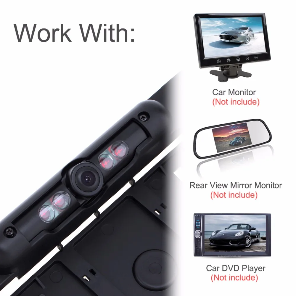 DC 12V Auto Parktronic EU Car License Plate Frame Rear View font b Camera b font