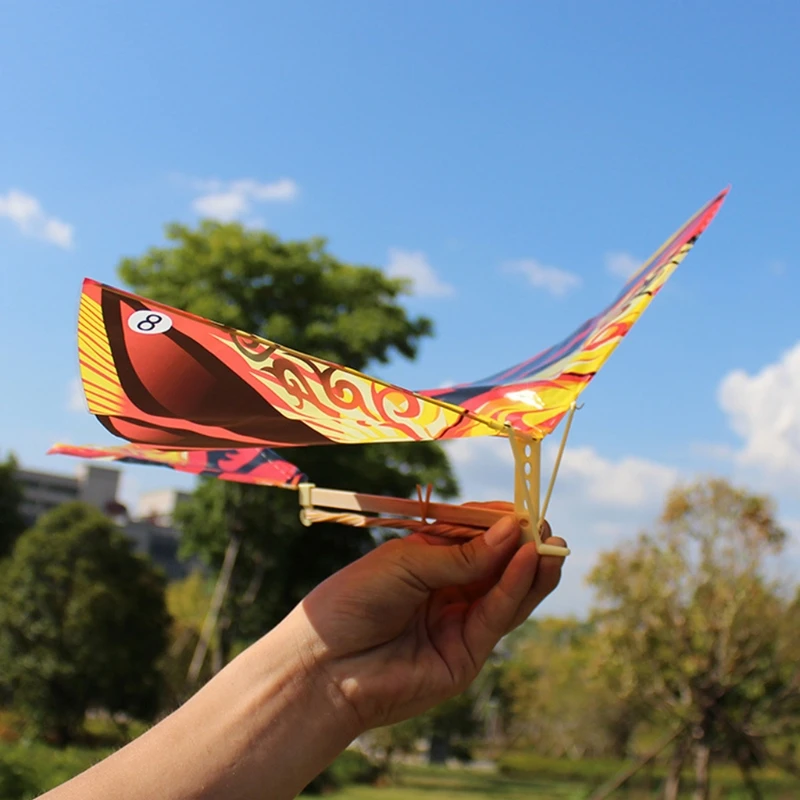 10Pcs/set Elastic Rubber Band Powered Flying Birds Kite Funny Kids Toy Gift Outdoor Toy