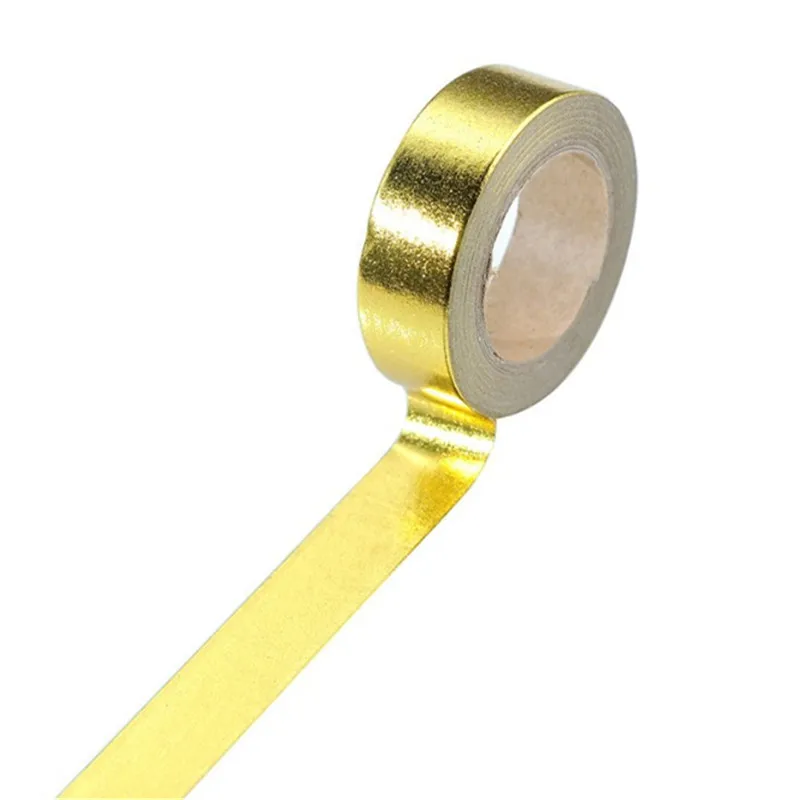 15 мм* 10 м японский Kawaii DIY Инструменты для скрапбукинга Золотая фольга васи лента золото/серебро/медь/Роза/зеленый цвет маскирующая лента - Цвет: Gold