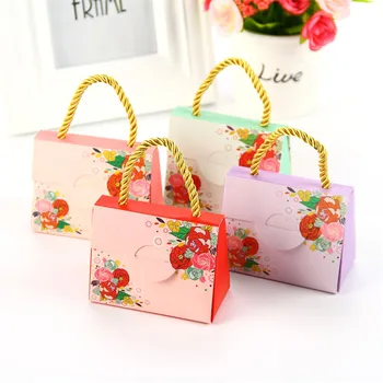 

50pcs Tote Paper Bags Candy Cookie Bag Wedding Party Supplies Gift Bag Baby Shower Birthday Party Candy Box Sacchetti Bomboniere