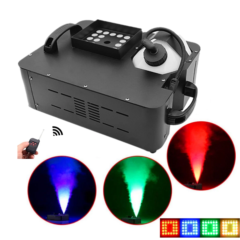 2 шт./лот 1500 Вт противотуманная машина с RGB 3в1 светодиодный фонарь/DMX512 вертикальный светодиодный дымовой аппарат/беспроводной пульт дистанционного управления сценический светодиодный Fogger