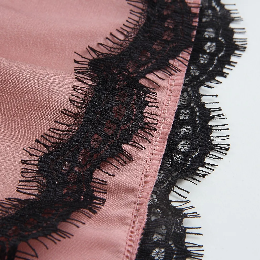 Высококачественная Женская одежда для сна, летние плотные, без рукавов, в повседневном стиле, лифчик, кружевной комбинированный костюм со вкусом, сексуальные женские пижамы Q60