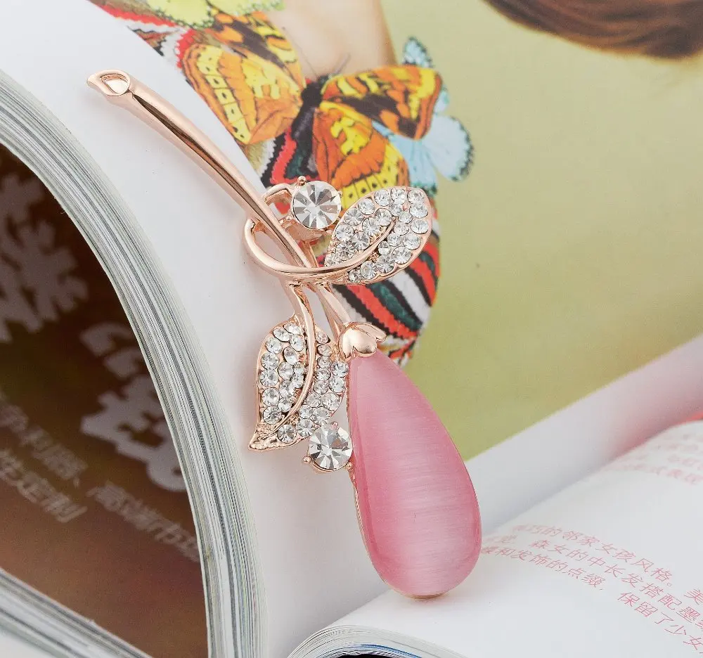 The new woman act the role ofing is tasted Fashion temperament opal gold-plated brooch Diamond brooches | Украшения и аксессуары