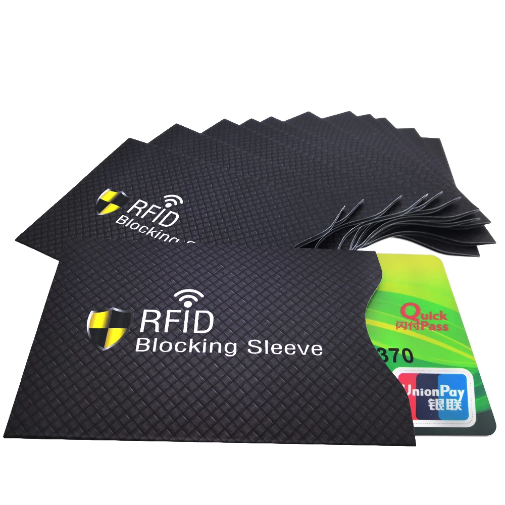 12 шт RFID блокирующие рукава идентификационная защита от кражи кредитная карта, RFID держатели для женщин мужчин путешествия черный