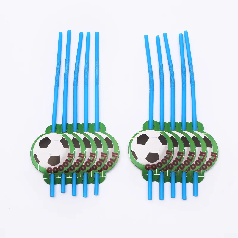 

10pcs hot Cartoon football theme Party Decoration straws baby shower boys easter wedding decor straw happy birthday Supplies