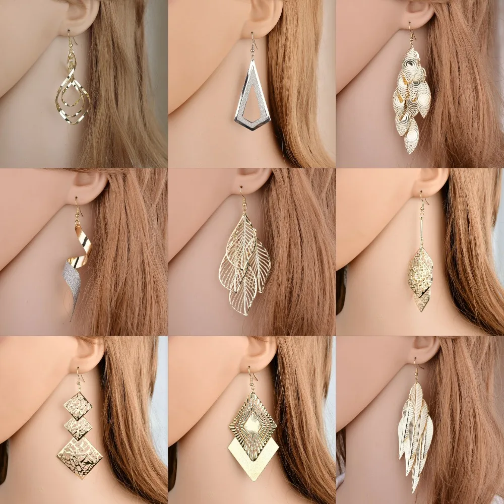 

2019Fashion metal irregular personality hollow multi-layerladies wild scrub earrings retro wild earrings