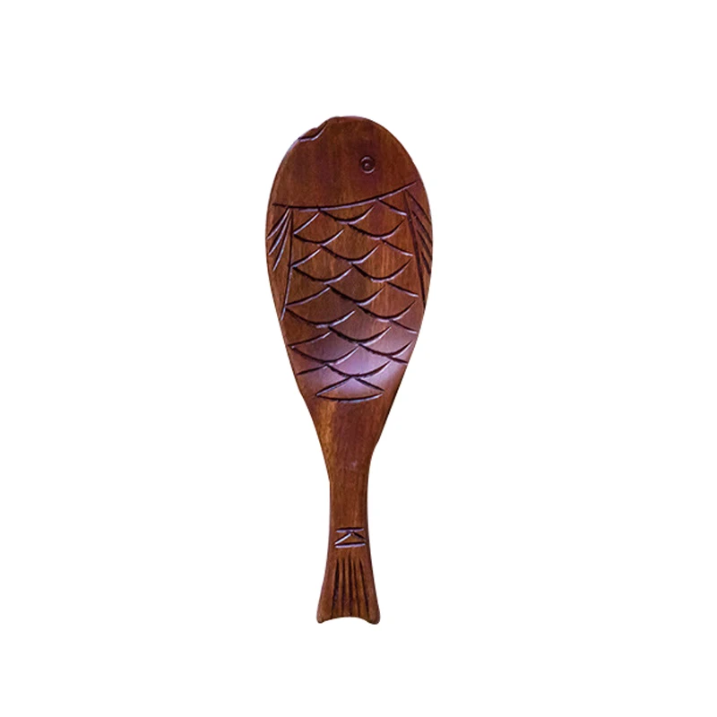 BalleenShiny деревянная рыбья форма большая ложка с длинной ручкой деревянная рисовая ложка для еды антипригарная большая Совок Кухонные аксессуары посуда - Цвет: 1
