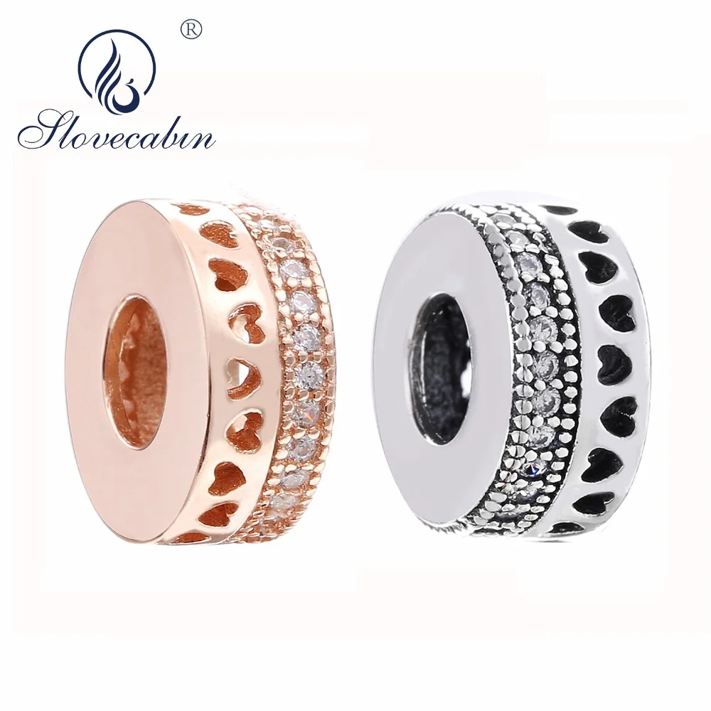 

Slovecabin 2018 Autumn Hearts of Beads 925 Sterling Silver Zircon CZ Pave Beads For Jewelry Making Women Original Charm Bracelet