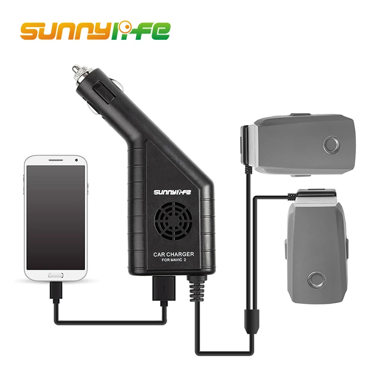 Sunnylife DJI Mavic 2 Pro/Zoom Car Charger 3 in 1 Charging Hub for DJI Battery and Phone